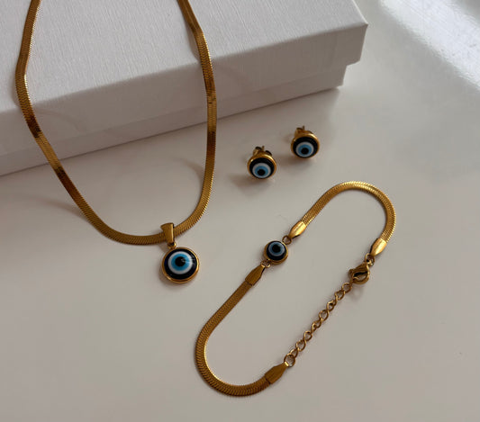 MEGA DEAL: Boze Oog Armband + Ketting + Oorbellen + Gratis Verzending